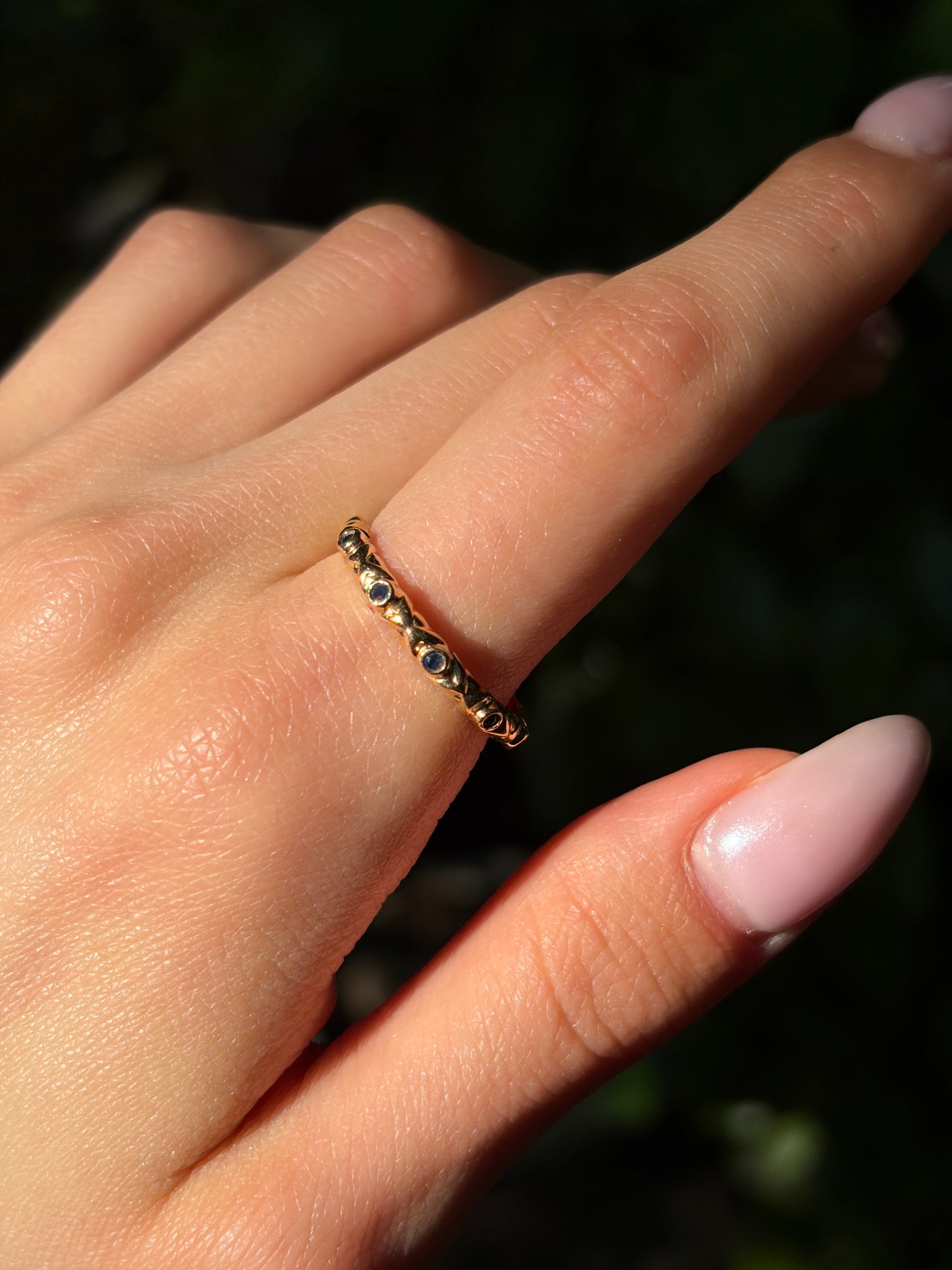 Estate Canadian 14K & Sapphire Eternity Ring