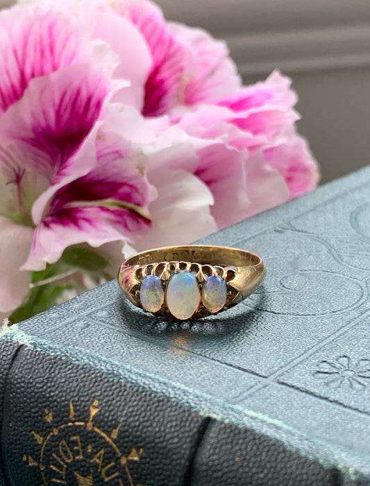 SOLD Antique 18K Opal & Diamond Ring