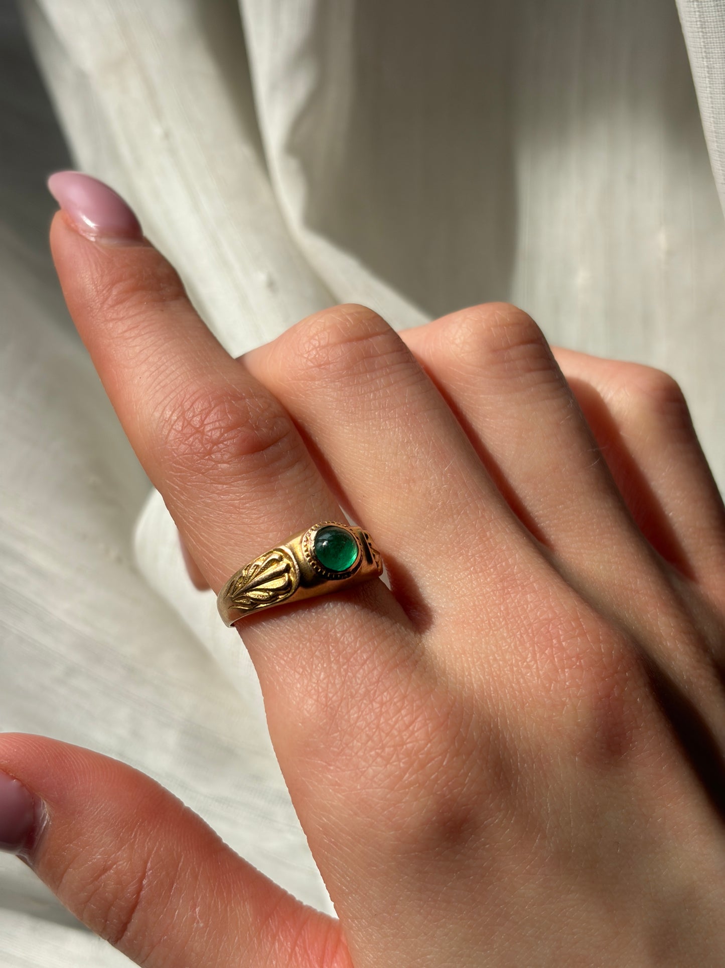 Sold Antique French 18K & Emerald Ring