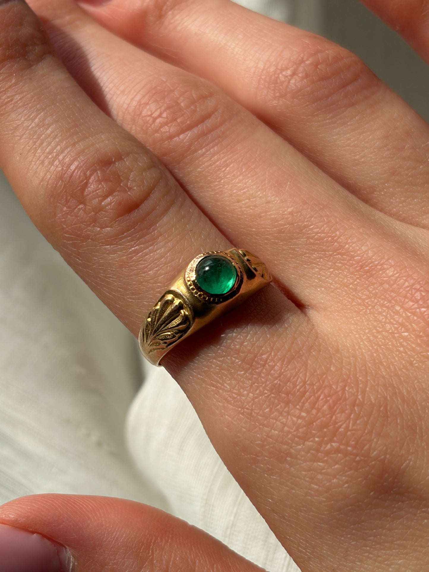 Sold Antique French 18K & Emerald Ring