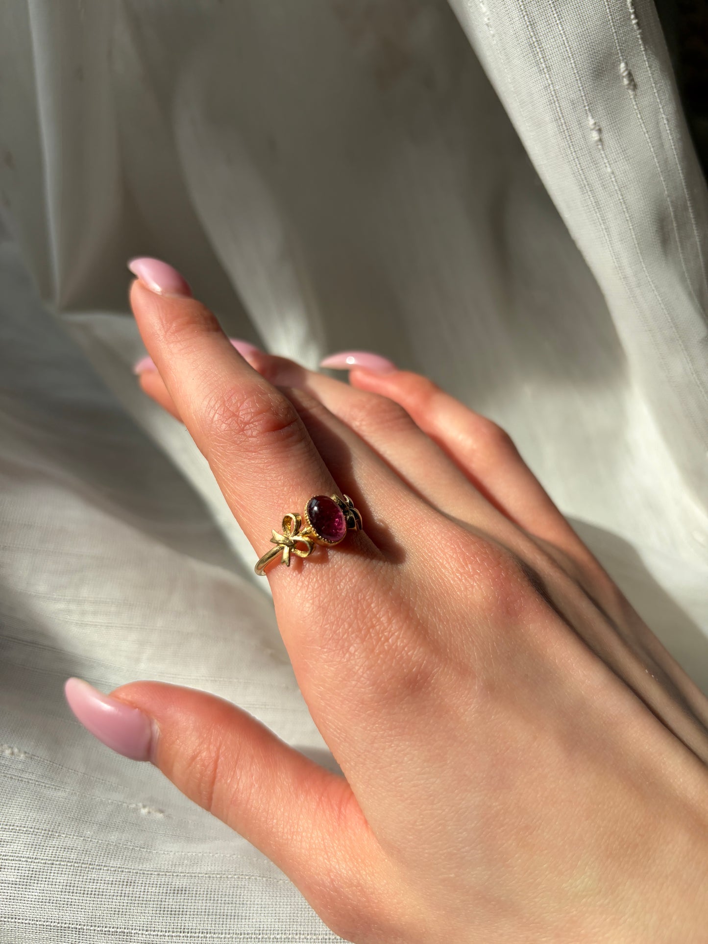 Antique French 18K & Pink Tourmaline Ring