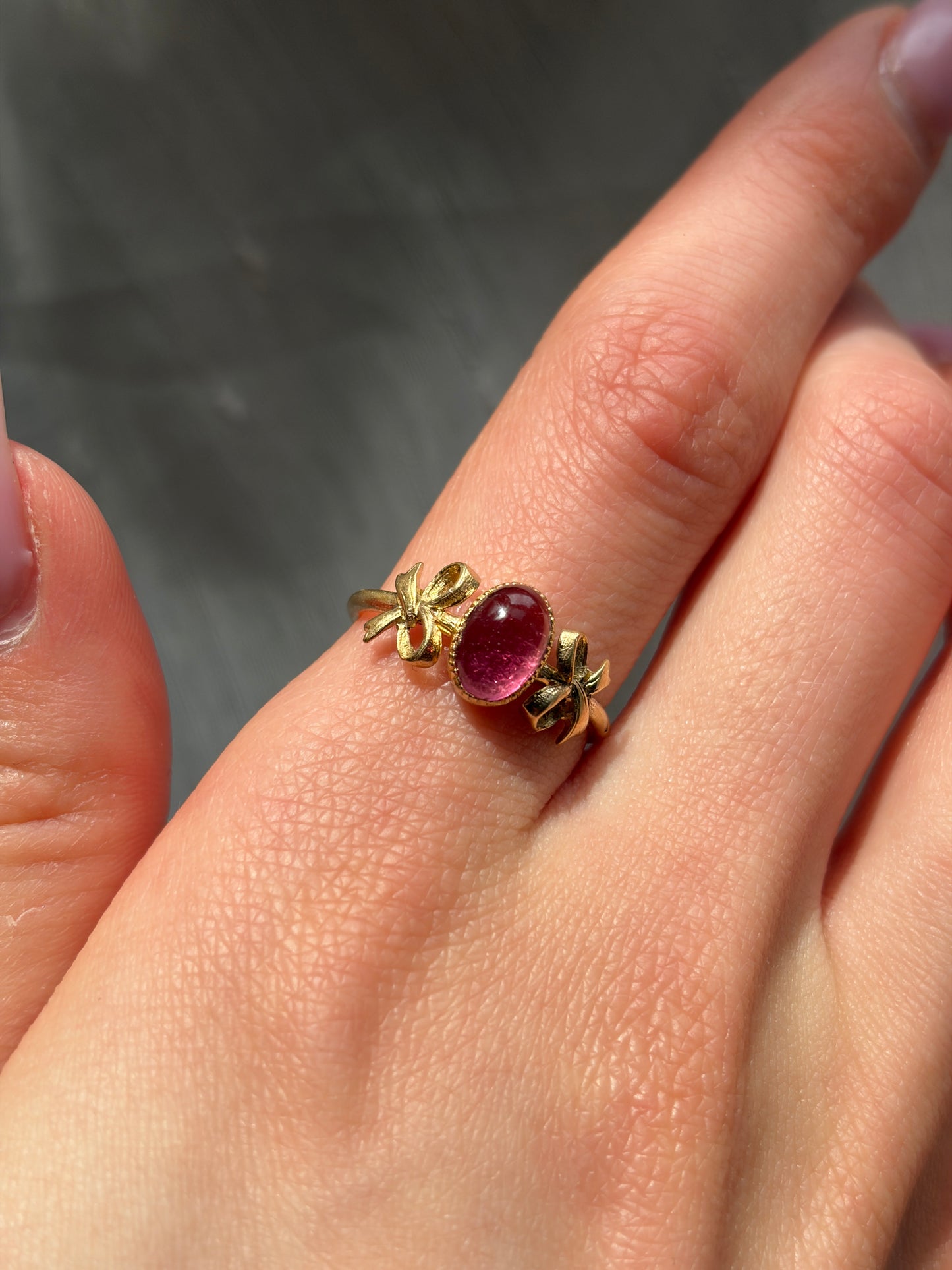 Antique French 18K & Pink Tourmaline Ring