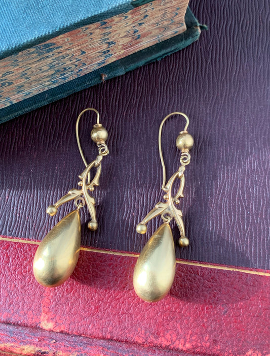 Sold  Antique 15K Gold Drop Earrings