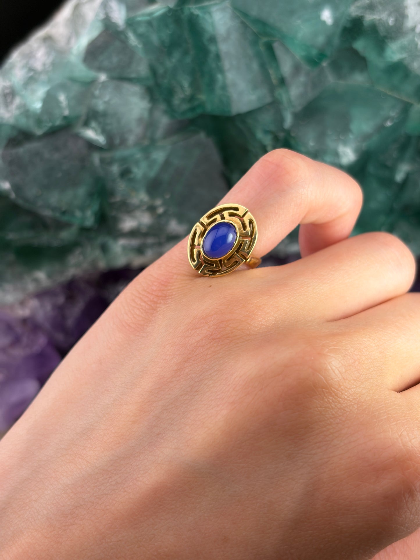 Vintage 14K & Chalcedony Ring