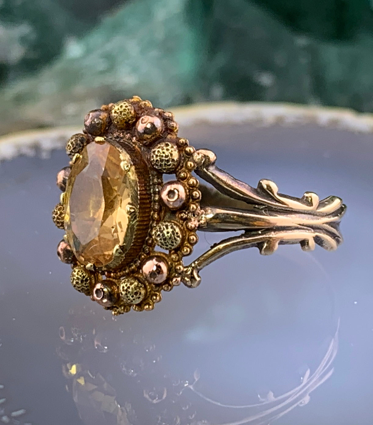 Antique 18K, 14K & Imperial Topaz Conversion Ring