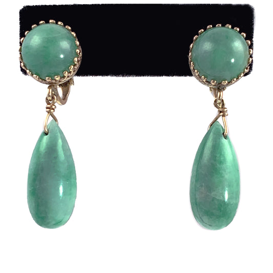 Vintage 14K & Jade Drop Earrings