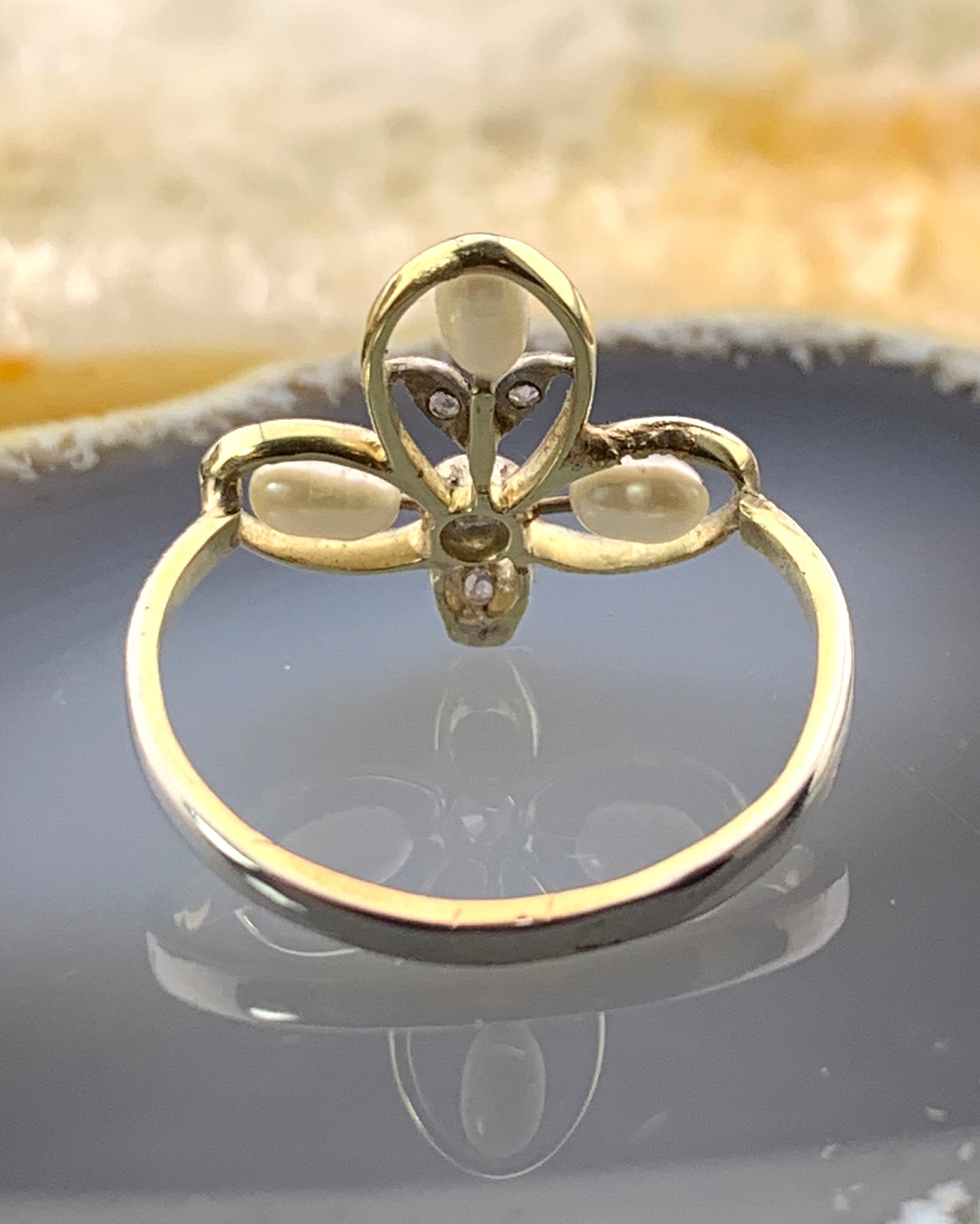 Antique Belle Epoque 18K, Platinum, Diamond & Pearl Dinner Ring