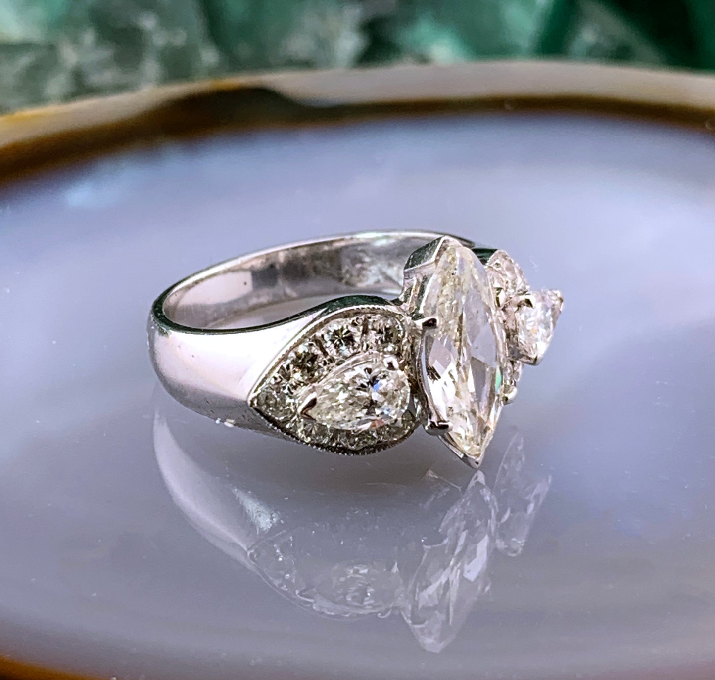 Vintage 18K & Marquise Cut Diamond Ring