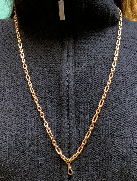 Antique 14K Rose Gold Chain W/Dog Clip