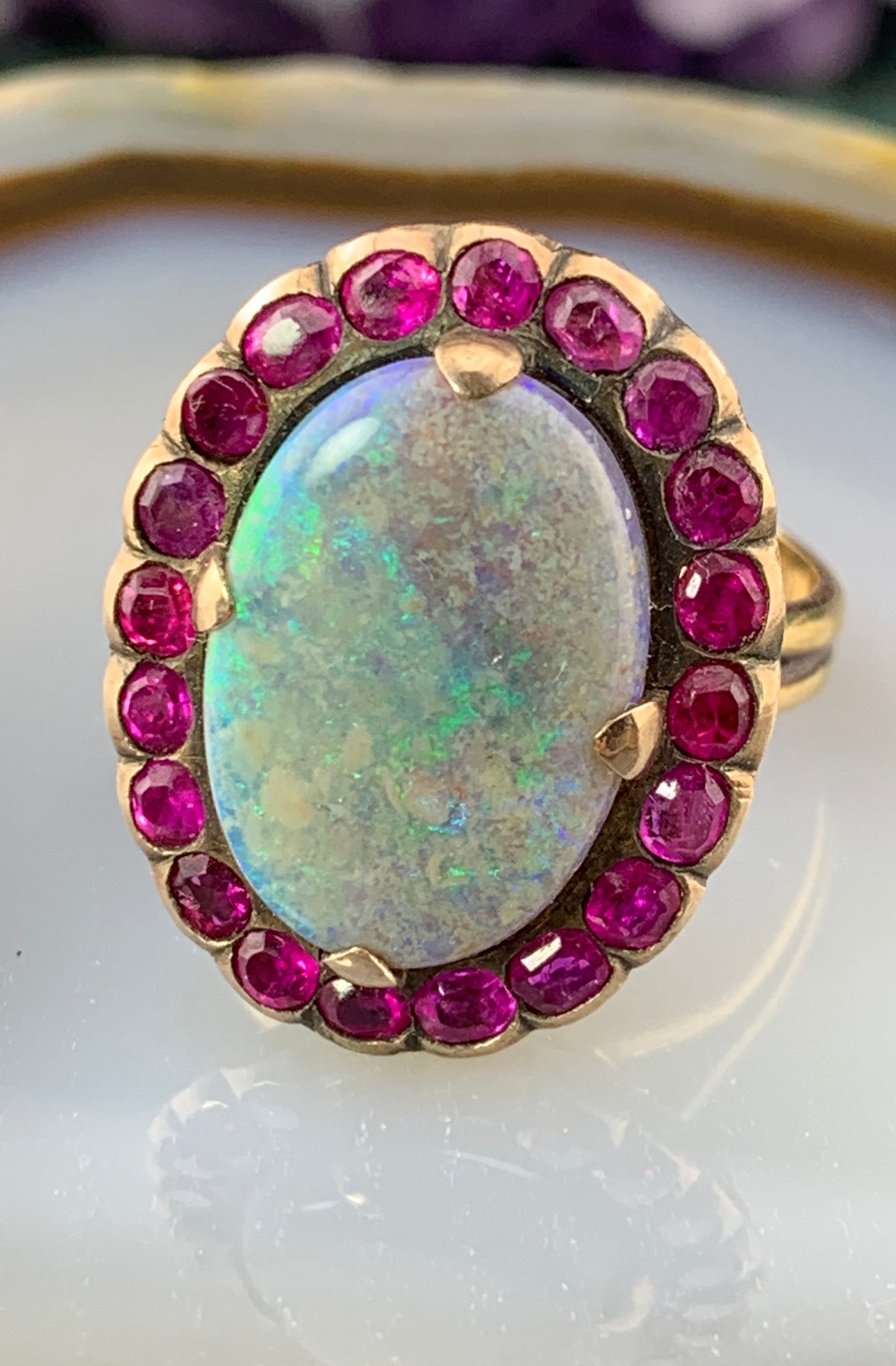 Sold Antique 14K, 9K, Opal & Ruby Conversion Ring
