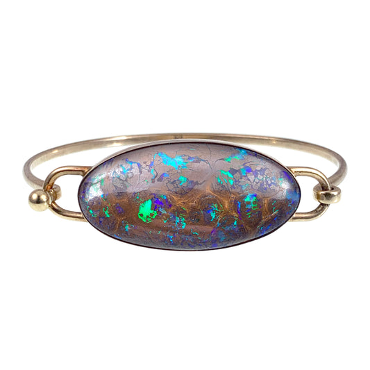 SOLD Estate 9K &  Black Boulder Opal Bracelet
