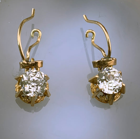 Antique 14K & Paste Diamond Earrings