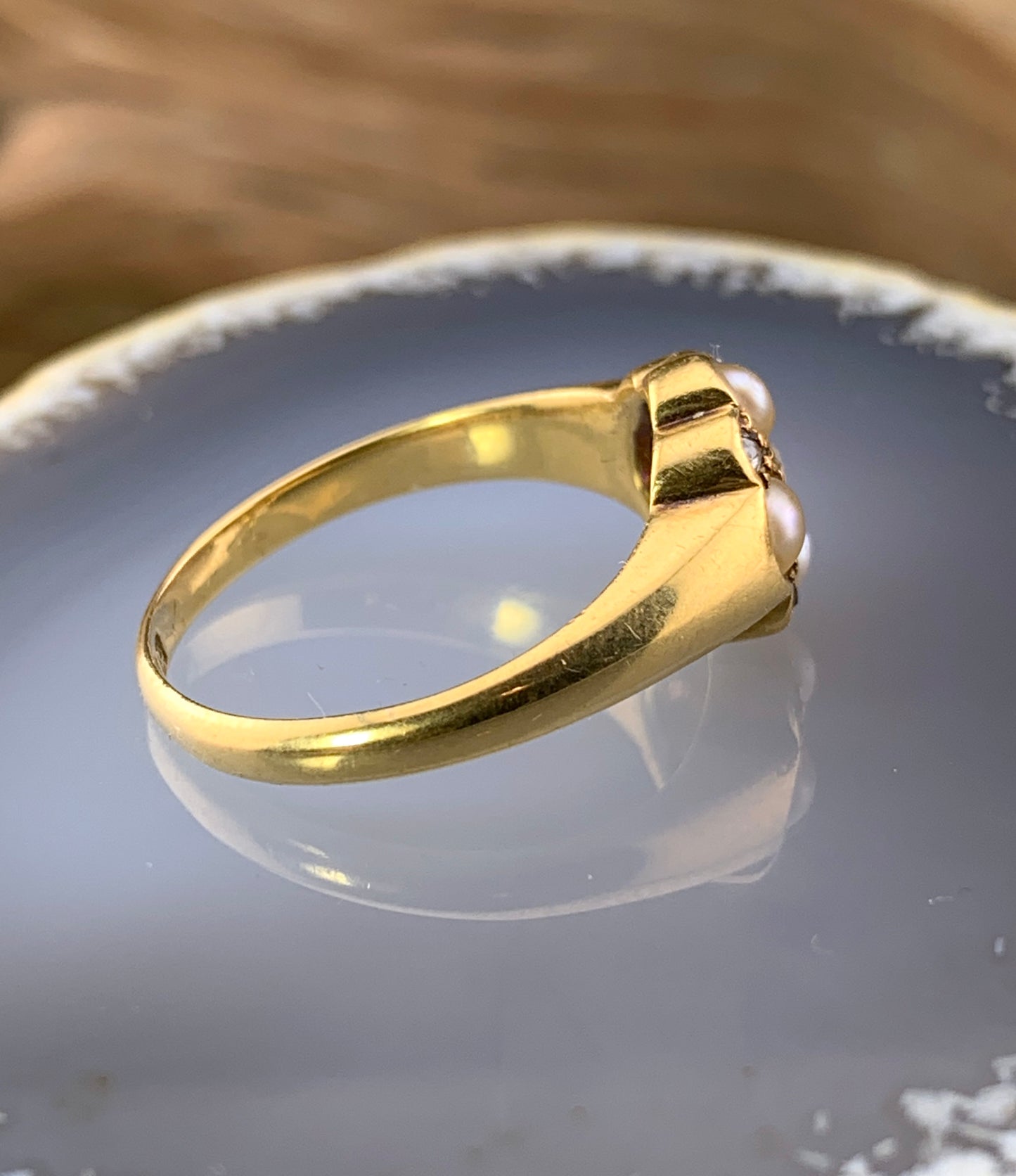 Antique 18K, Diamond & Pearl Ring
