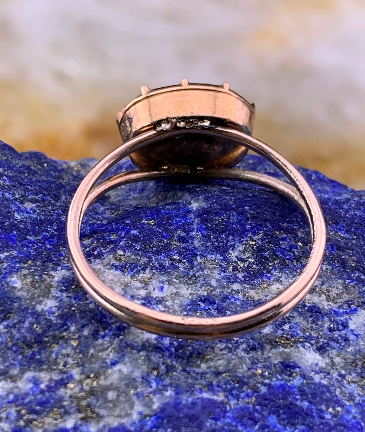 Antique 14K & Foiled Pink Topaz Conversion Ring