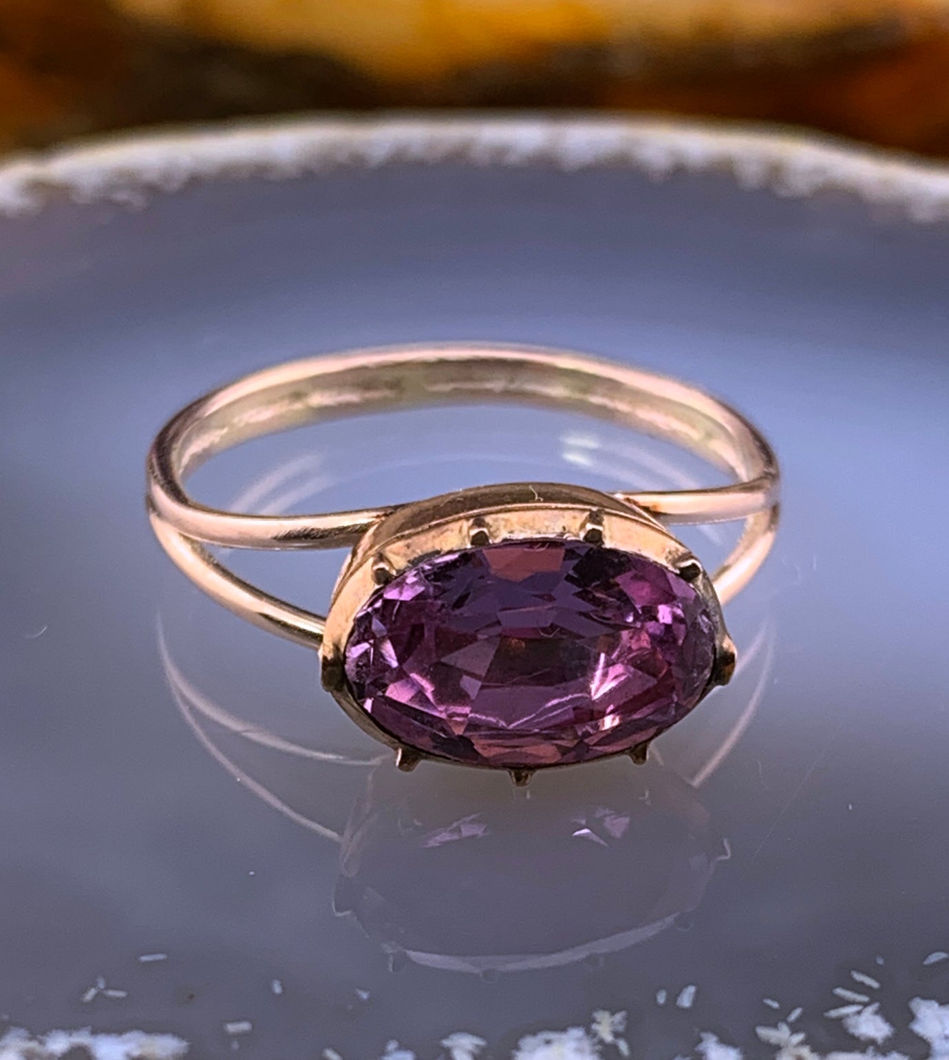 Antique 14K & Foiled Pink Topaz Conversion Ring