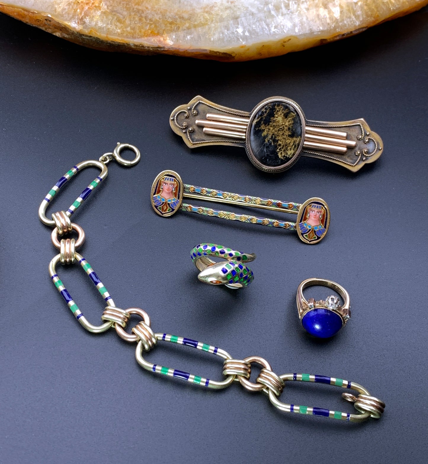 Estate 14K & Enamel Bracelet