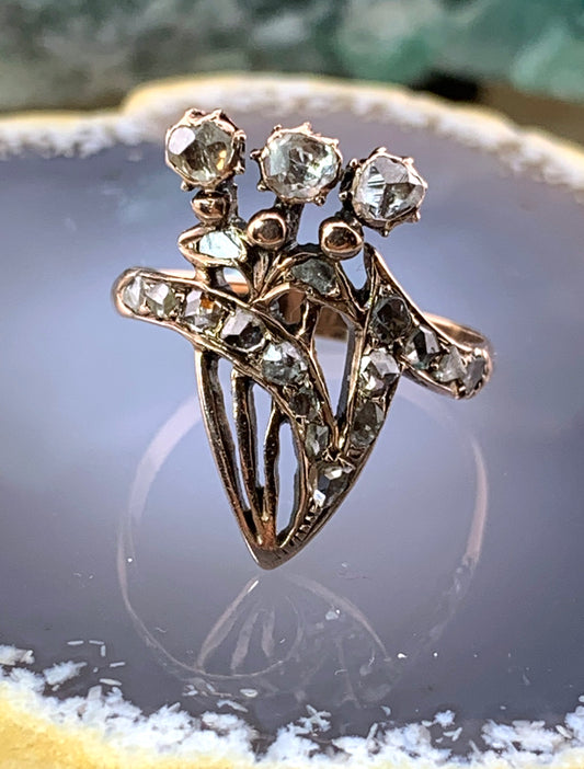 SOLD Antique Art Nouveau 14K & Diamond Ring