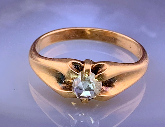 Antique 14K & Rose Cut Diamond Ring