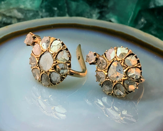 Antique Victorian 14K & Diamond Earrings