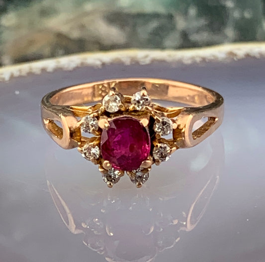 Antique Edwardian 18K, Diamond & Ruby Ring