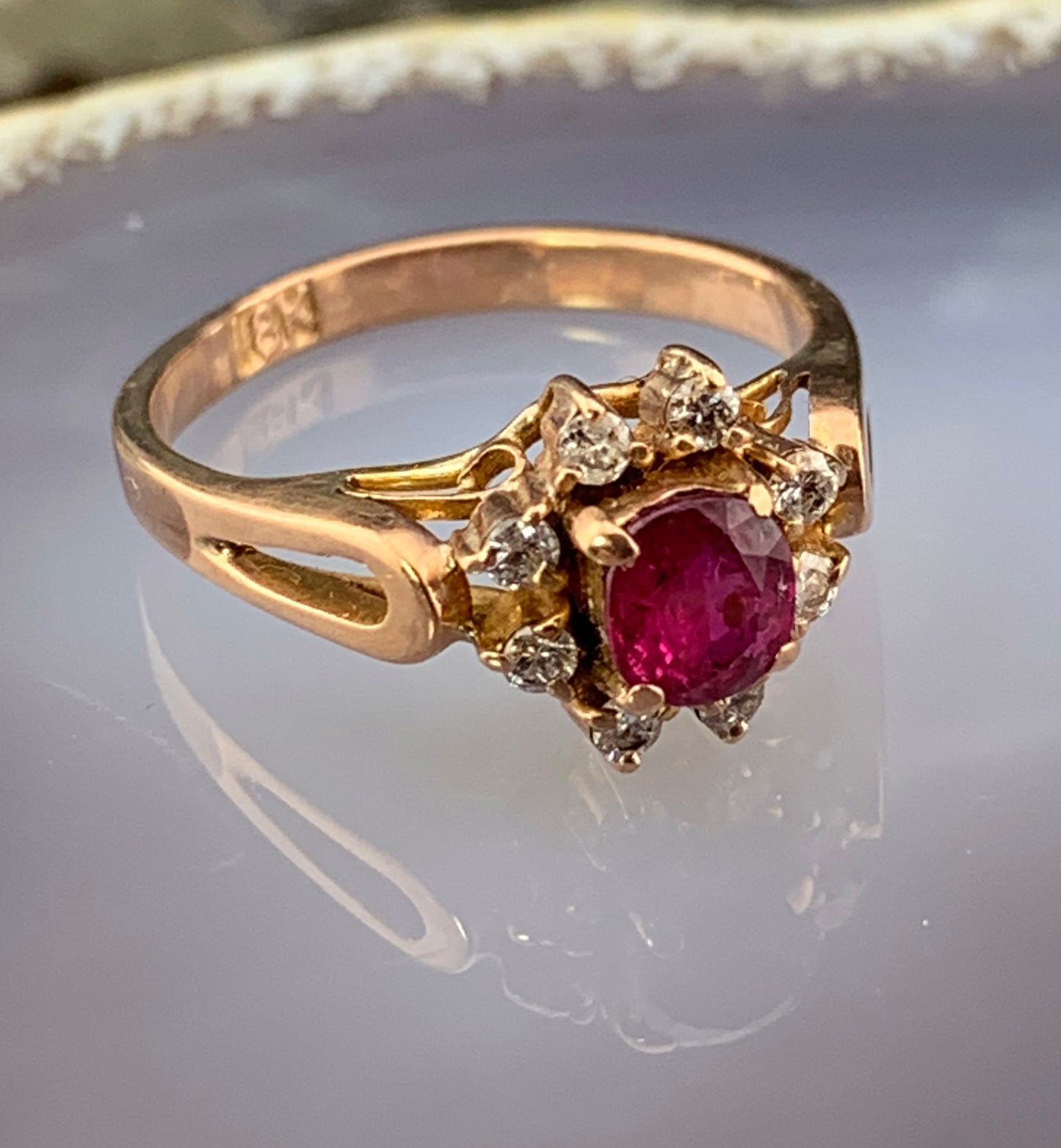 Antique Edwardian 18K, Diamond & Ruby Ring
