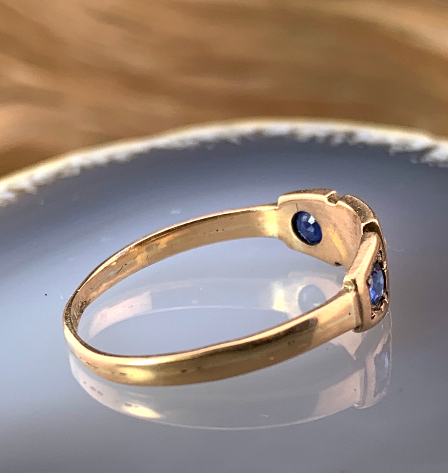 Antique 15K, Sapphire & Seed Pearl Ring