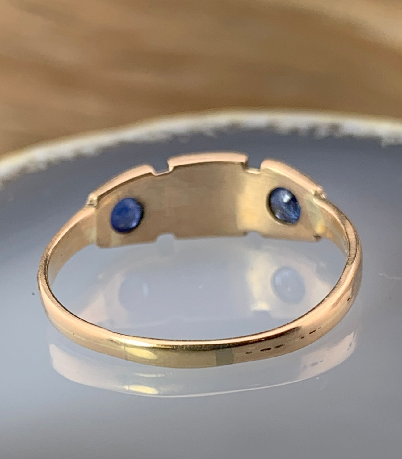 Antique 15K, Sapphire & Seed Pearl Ring