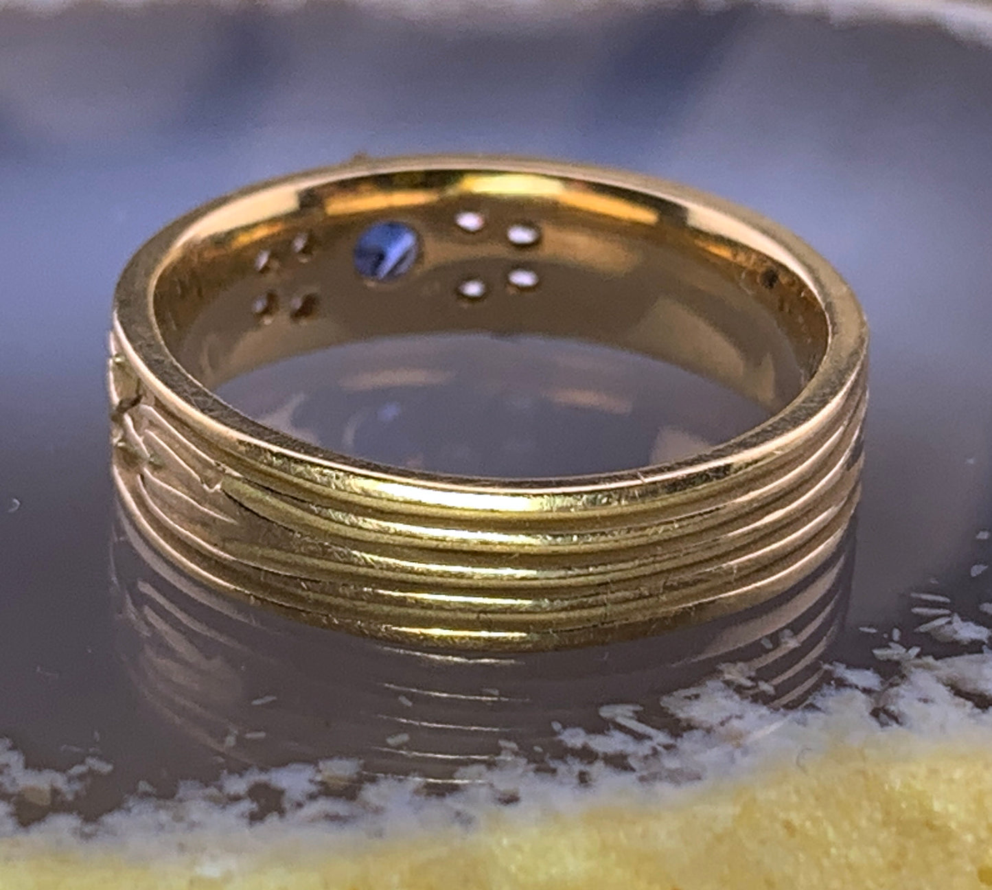 Estate 14K, Sapphire & Diamond Band Ring