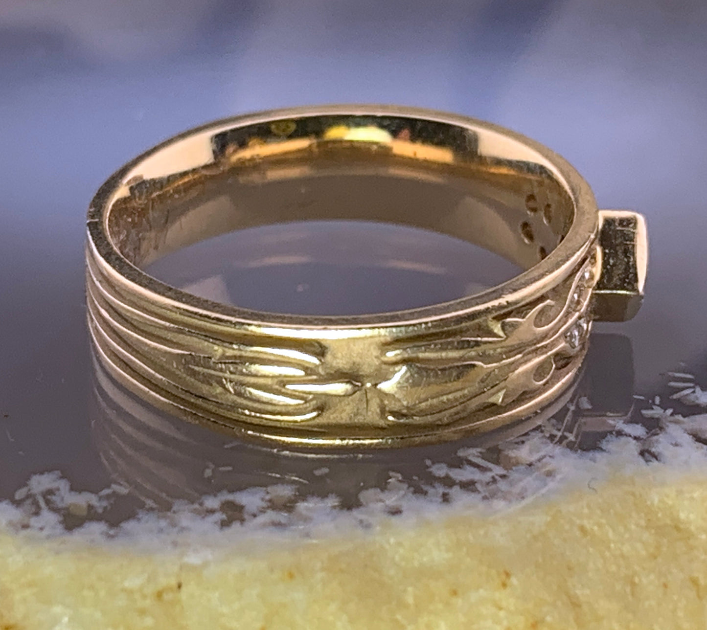 Estate 14K, Sapphire & Diamond Band Ring
