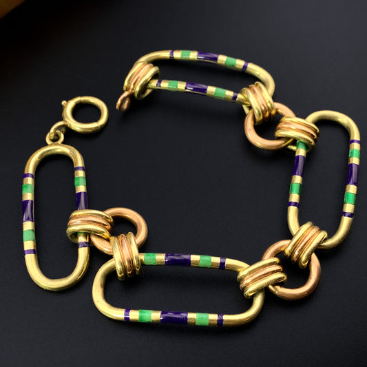 Estate 14K & Enamel Bracelet