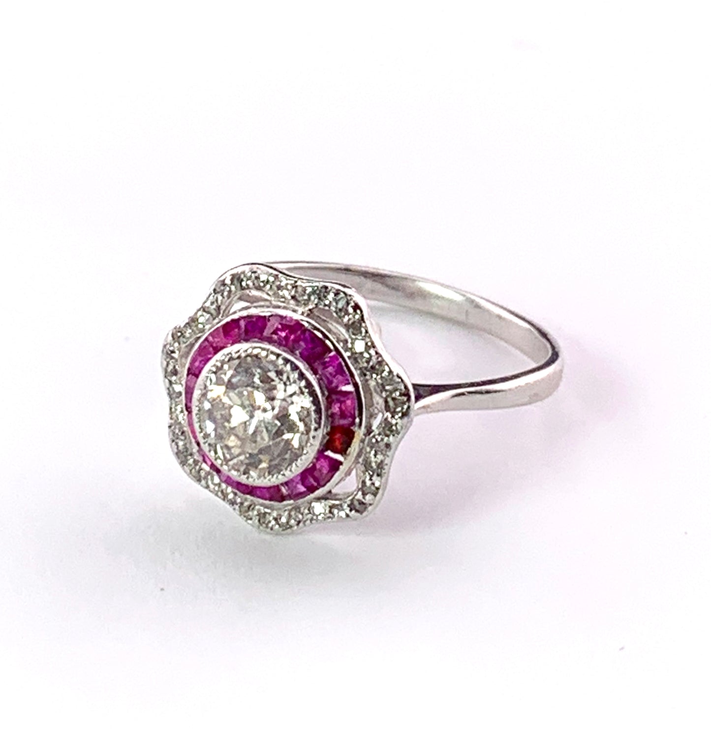 Sold Art Deco 18K, Diamond & Ruby Target Ring – The Lovelie Jewels