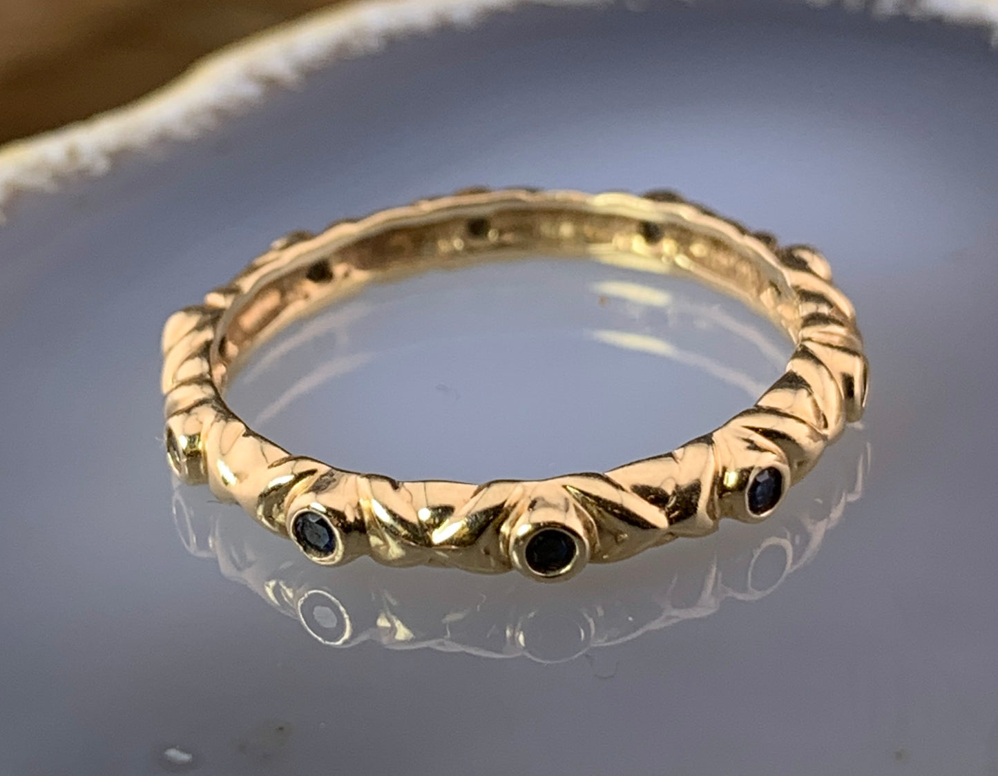 Estate Canadian 14K & Sapphire Eternity Ring