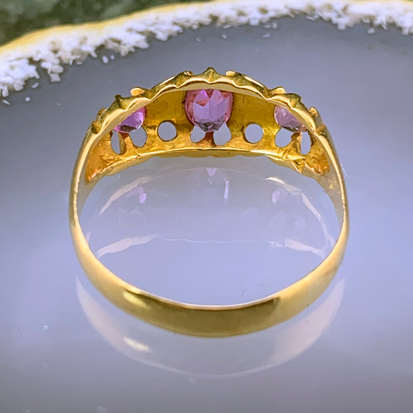 Antique 18K, Diamond & Pink Tourmaline Ring