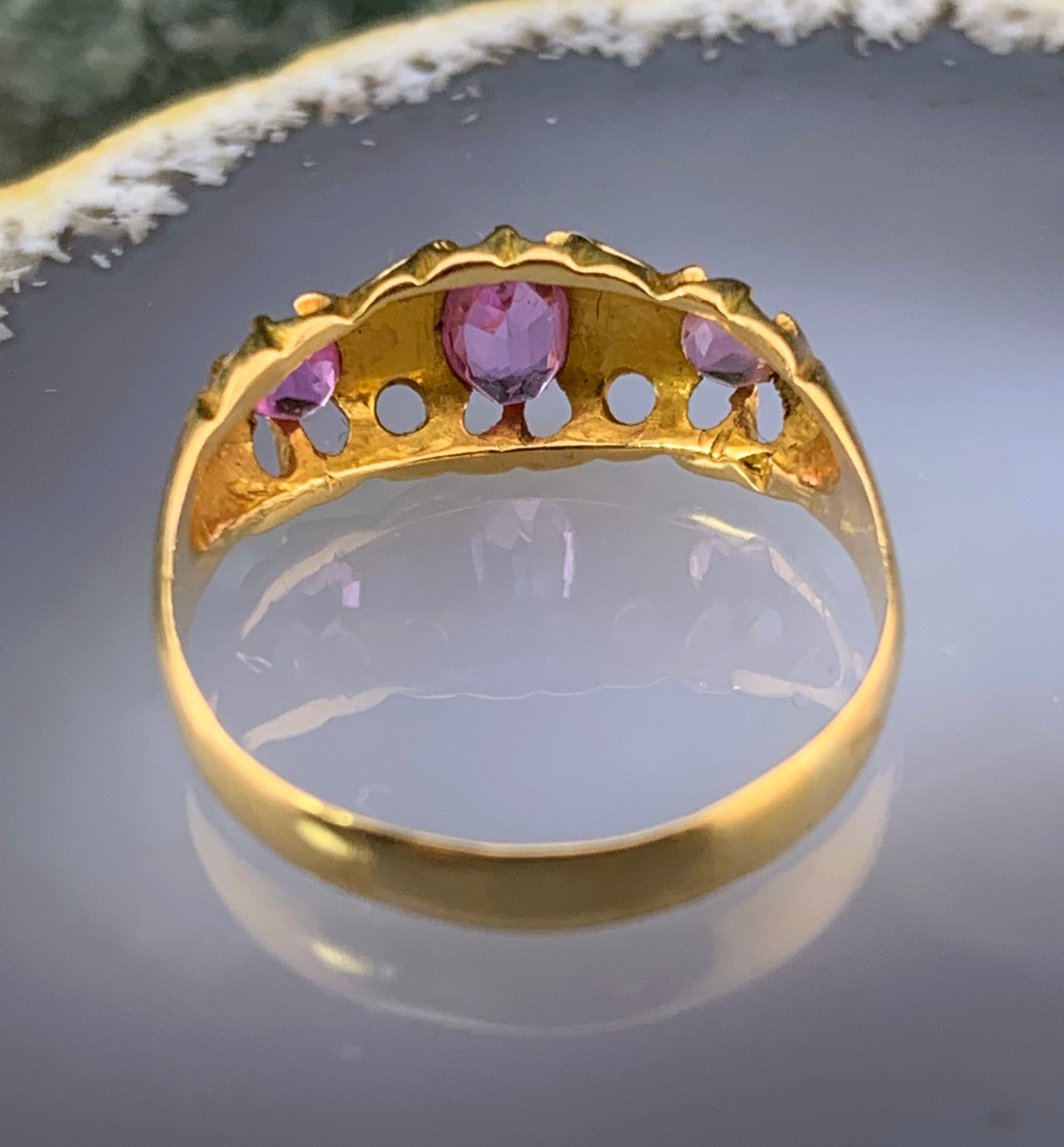 Antique 18K, Diamond & Pink Tourmaline Ring