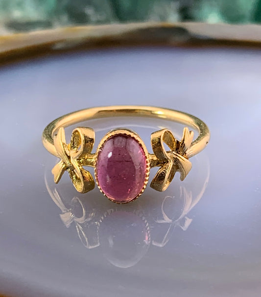 Antique French 18K & Pink Tourmaline Ring