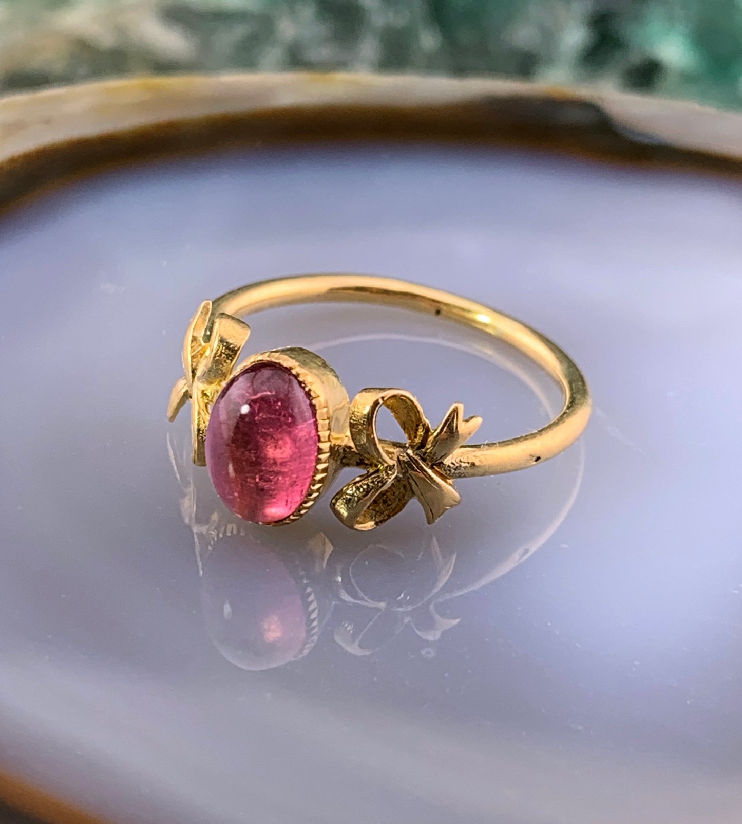 Antique French 18K & Pink Tourmaline Ring