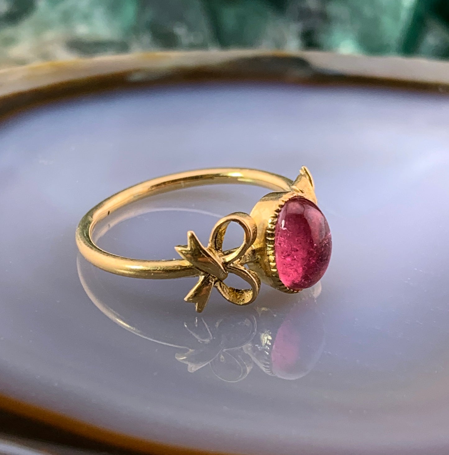 Antique French 18K & Pink Tourmaline Ring