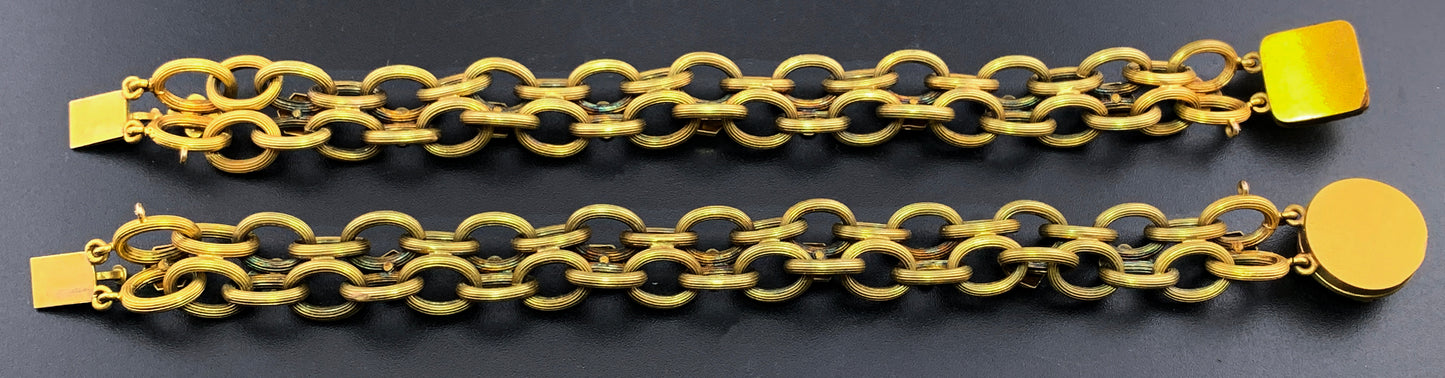 SOLD Antique 12K & Spinel Book Chain Bracelet Pair