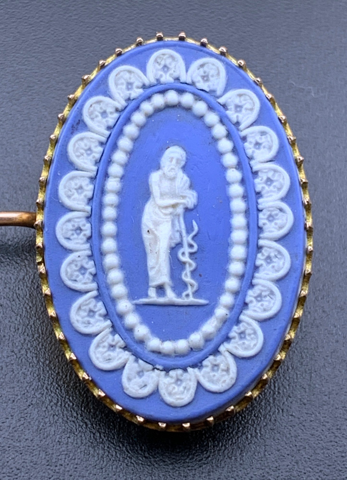 Antique 14K & Jasper Ware Wedgwood Brooch