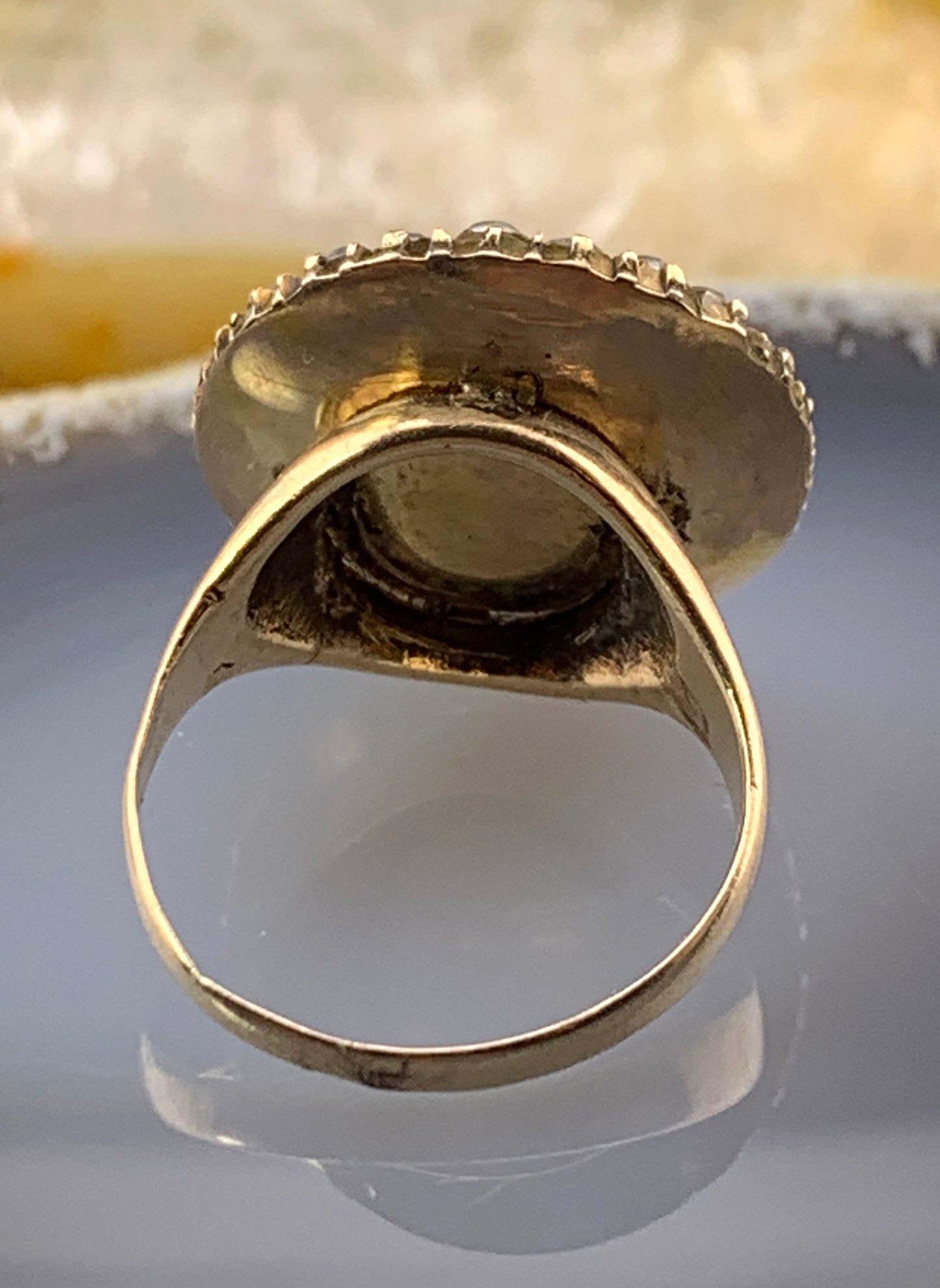 Antique 14K, Amethyst & Seed Pearl Ring