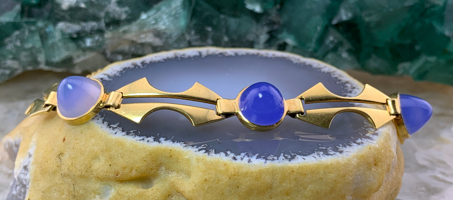 Antique French Art Deco 18K & Chalcedony Bracelet