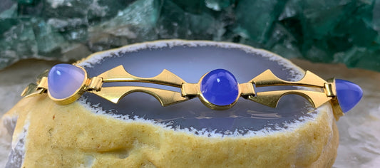 Antique French Art Deco 18K & Chalcedony Bracelet
