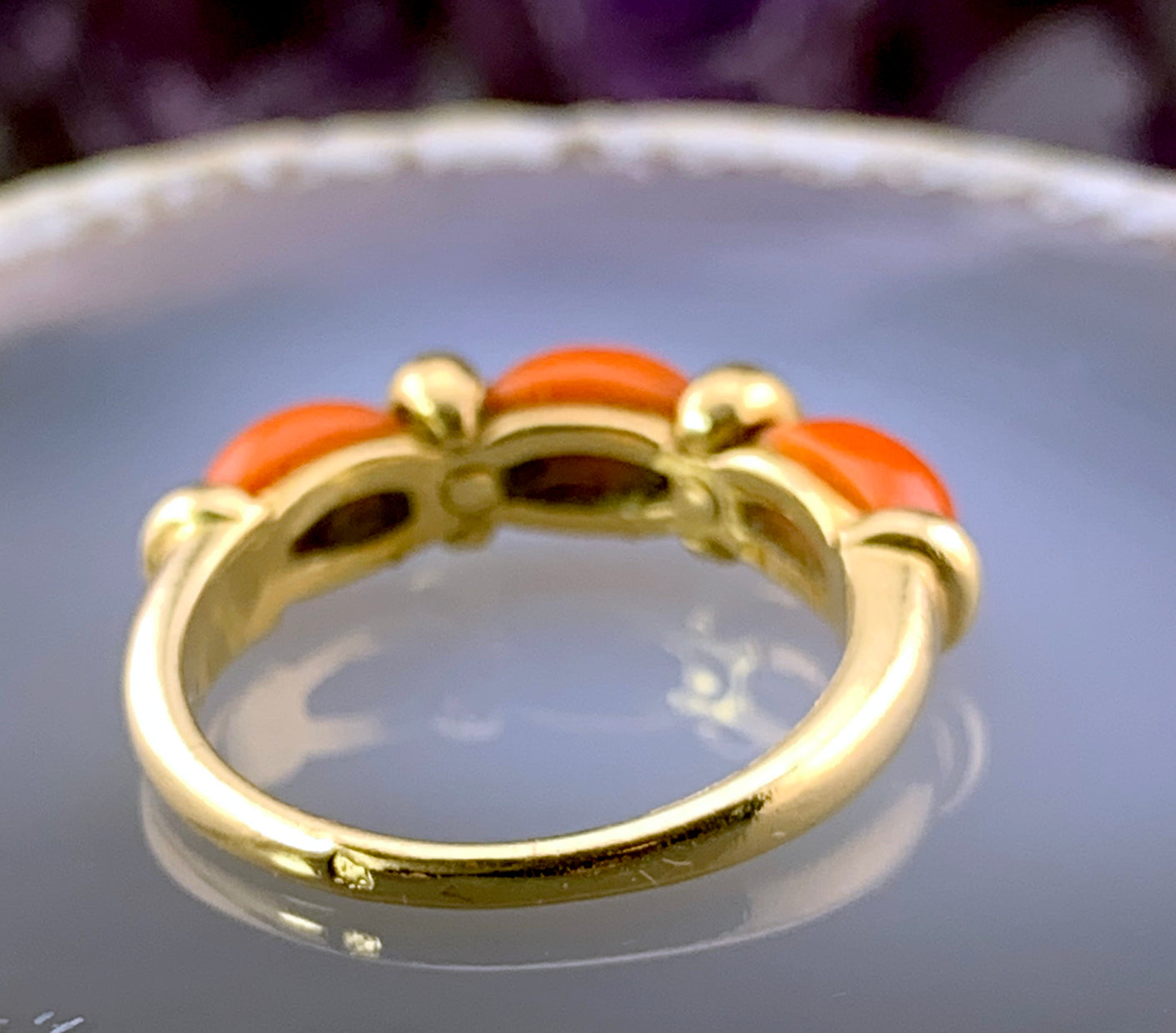 Vintage French 18K & Coral Ring