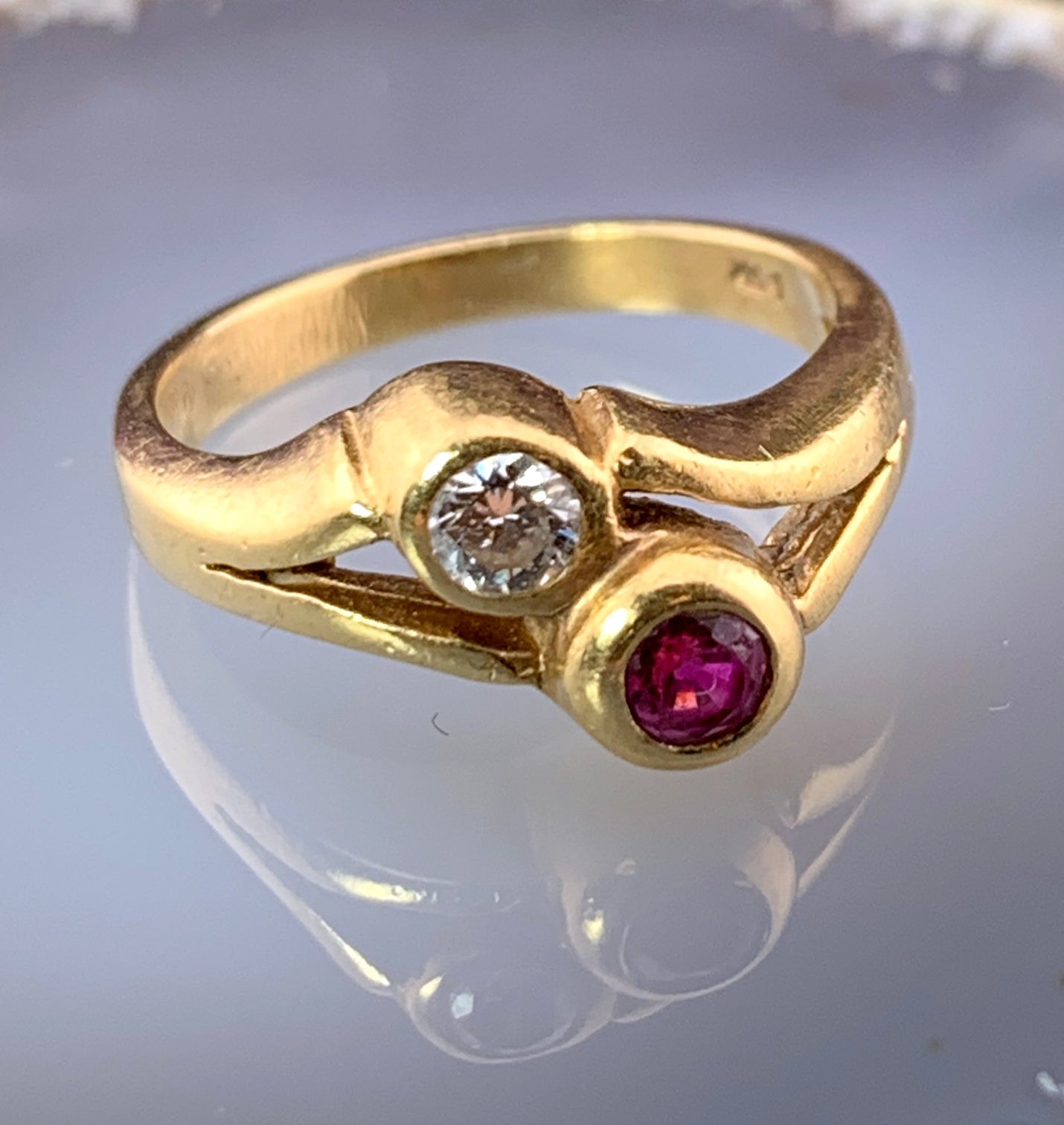 Antique 14K, Diamond & Ruby Ring