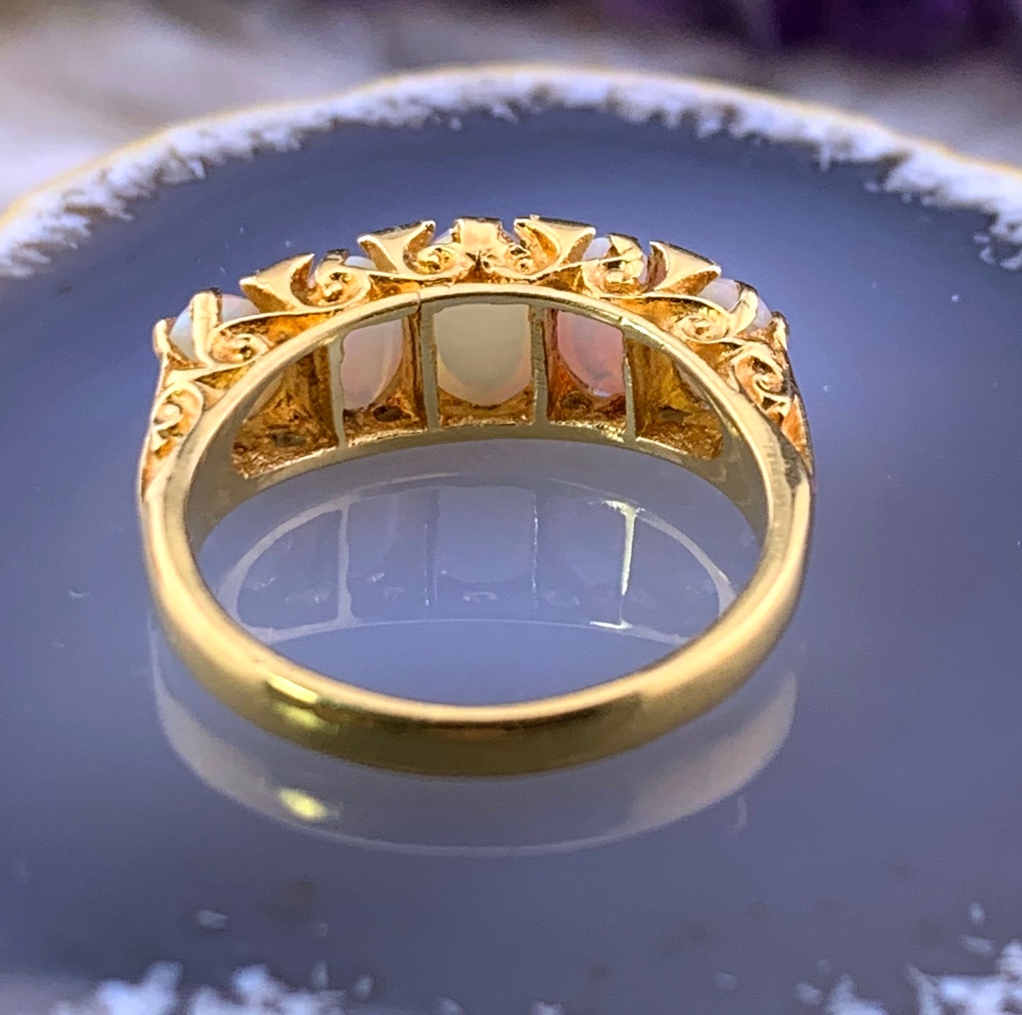 SOLD Antique 18K, Diamond & Opal Ring