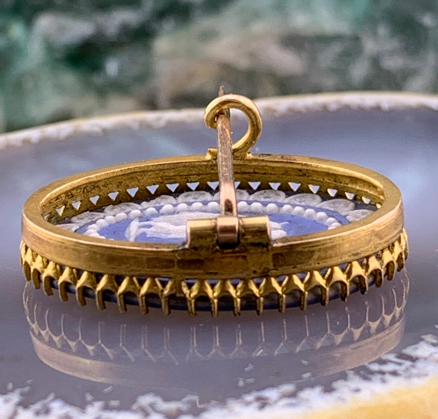 Antique 14K & Jasper Ware Wedgwood Brooch