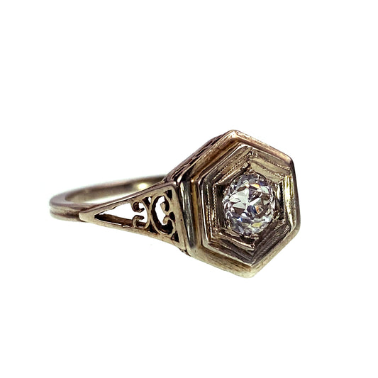 Art Deco 14K & Diamond Ring