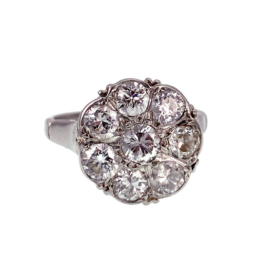 Estate Platinum & Diamond Daisy Cluster Ring