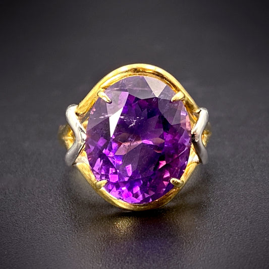 SOLD 18K Yellow & White Gold Amethyst Ring