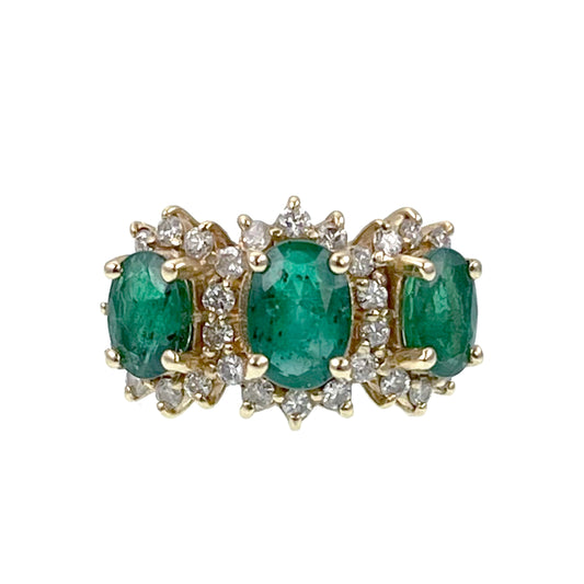 SOLD Estate 14K, Diamond & Emerald Ring